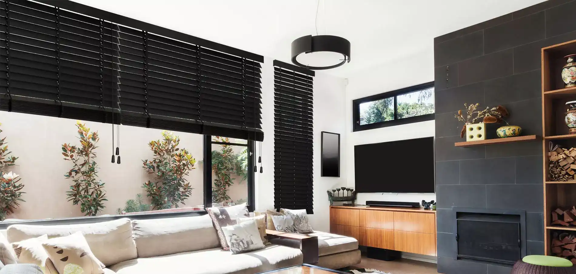 Black and white blinds